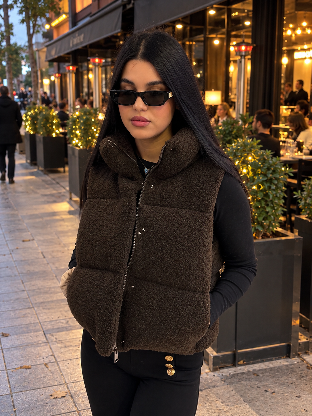 Chocolate Teddy Sherpa Vest Luxury